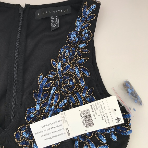 AIDAN MATTOX BEADED SLEEVELESS EVENING DRESS - Picture 5 of 8